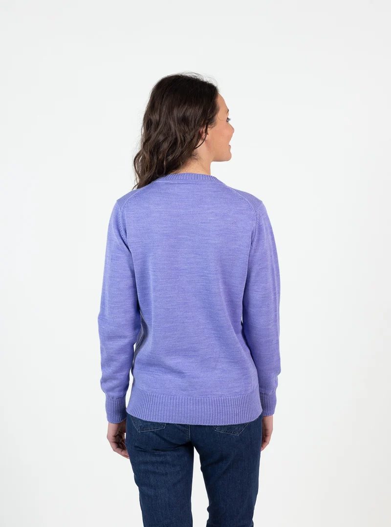 Pull épais femme en laine mérinos violet parme