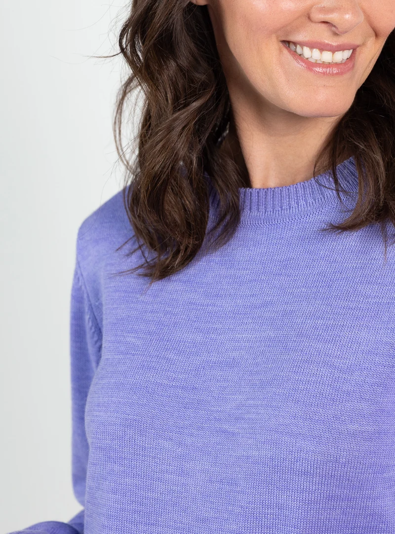 Pull épais femme en laine mérinos violet parme