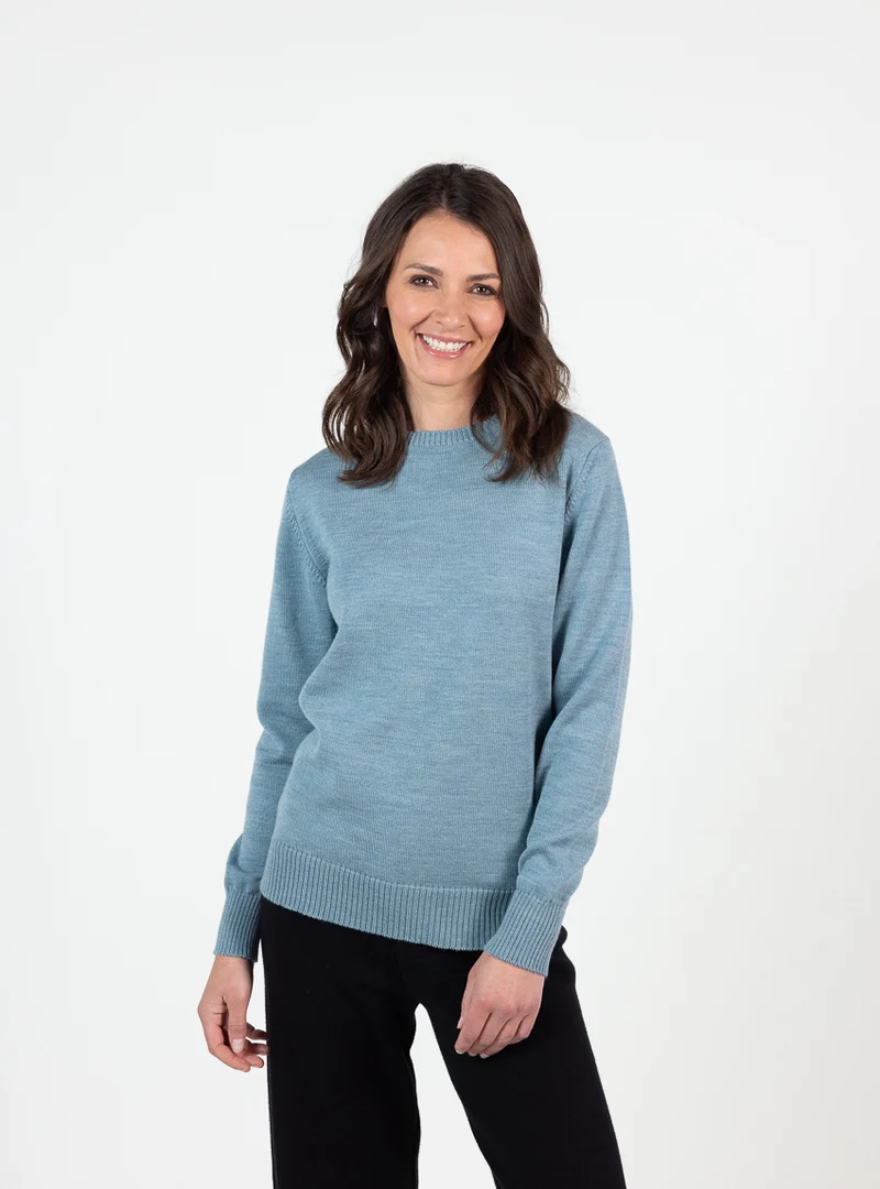 Pull épais femme en laine mérinos vert givre
