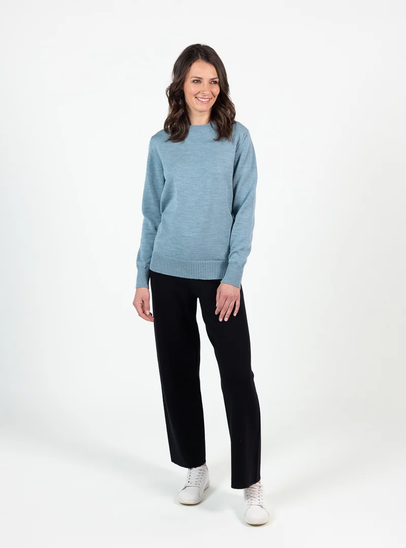 Pull épais femme en laine mérinos vert givre