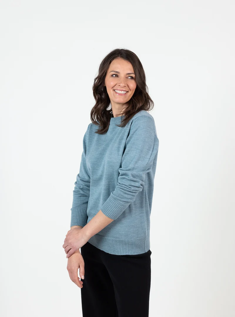 Pull épais femme en laine mérinos vert givre