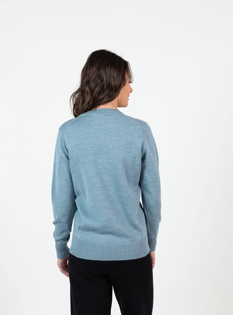 Pull épais femme en laine mérinos vert givre