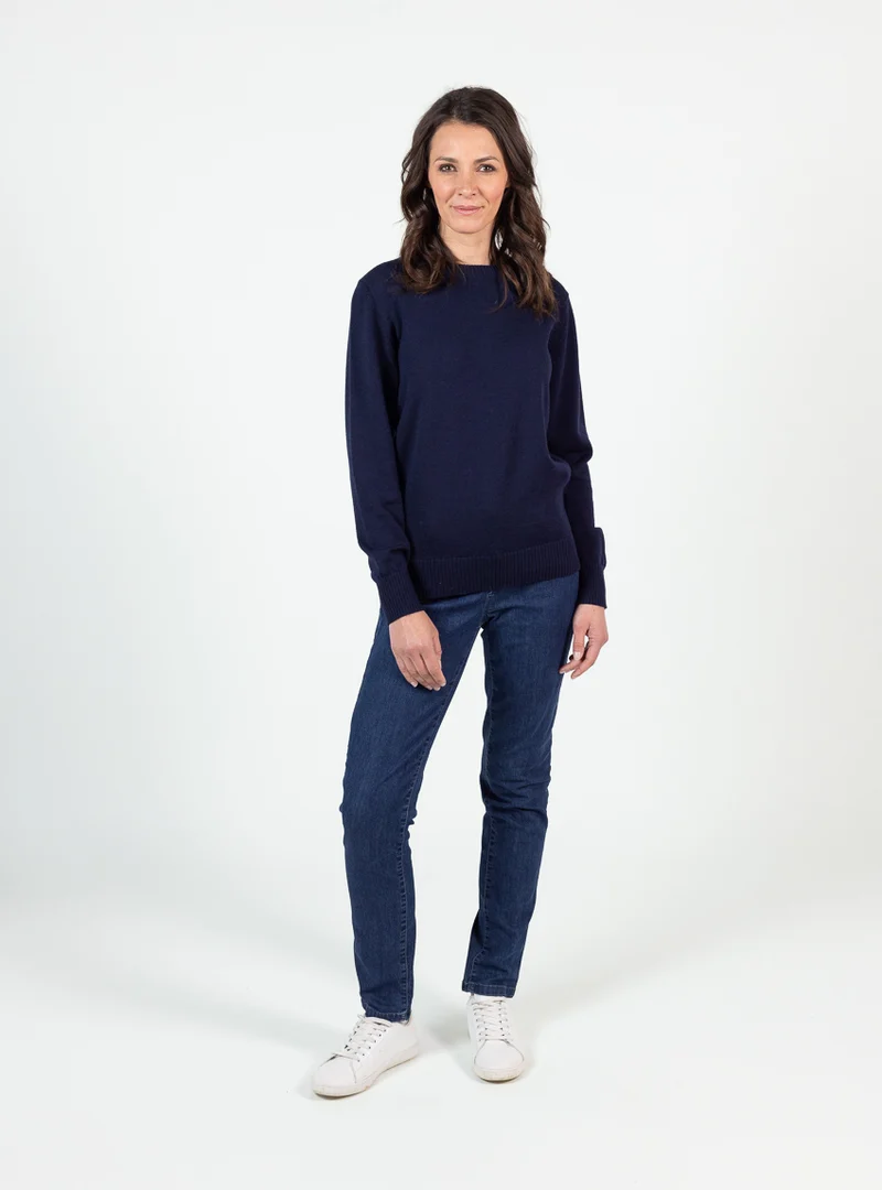 Pull épais femme en laine mérinos bleu marine