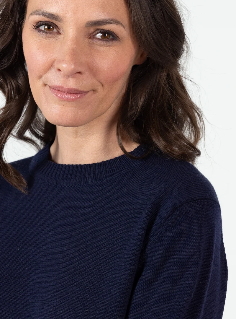 Pull épais femme en laine mérinos bleu marine