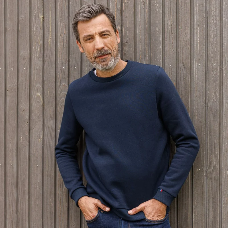 Sweat homme sans capuche - Bleu Marine