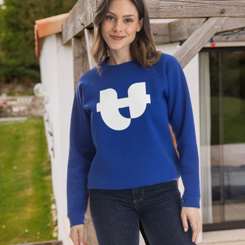Sweat bleu Electrique molleton gratté imprimé PALÂBA