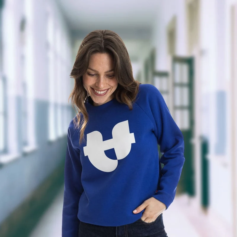 Sweat bleu Electrique molleton gratté imprimé PALÂBA