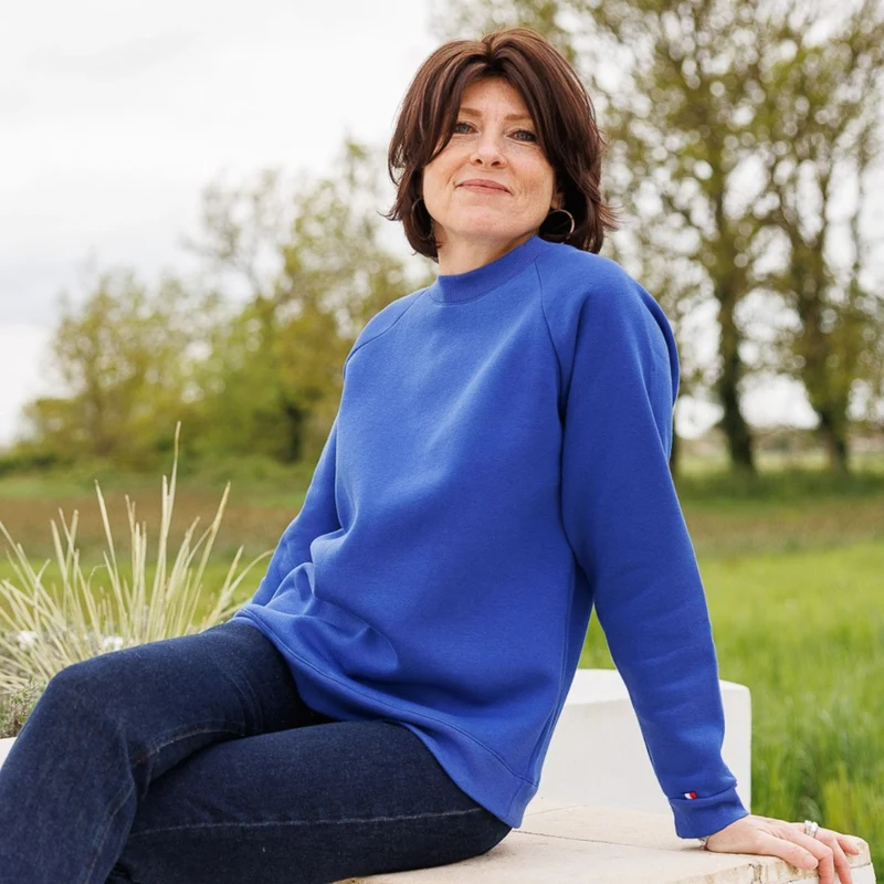 Sweat bleu Electrique col rond coton