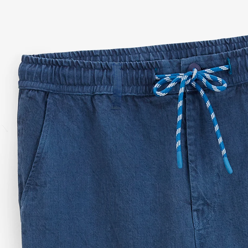 Pantalon coton twill texturé taille élastiquée bleu 549 SBPLAY