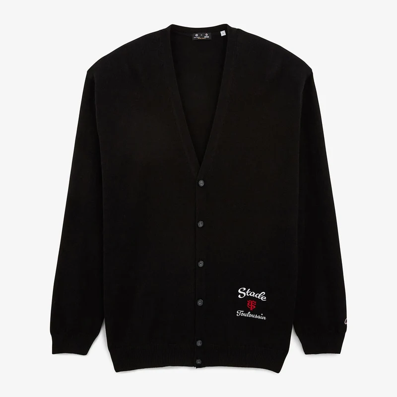 Gilet boutonné 100% coton noir Stade Toulousain