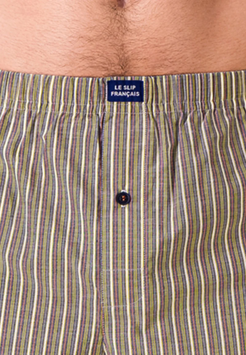 Caleçon matelas orange à rayures en coton - Jacques Rayure Matelas Orange Pur