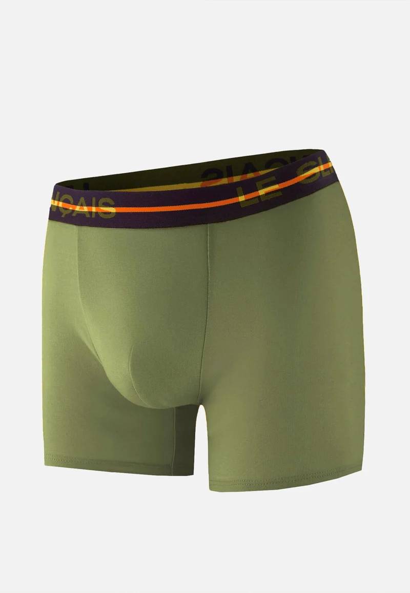 Boxer long vert en coton - Redoutable Long Kaki Veronese
