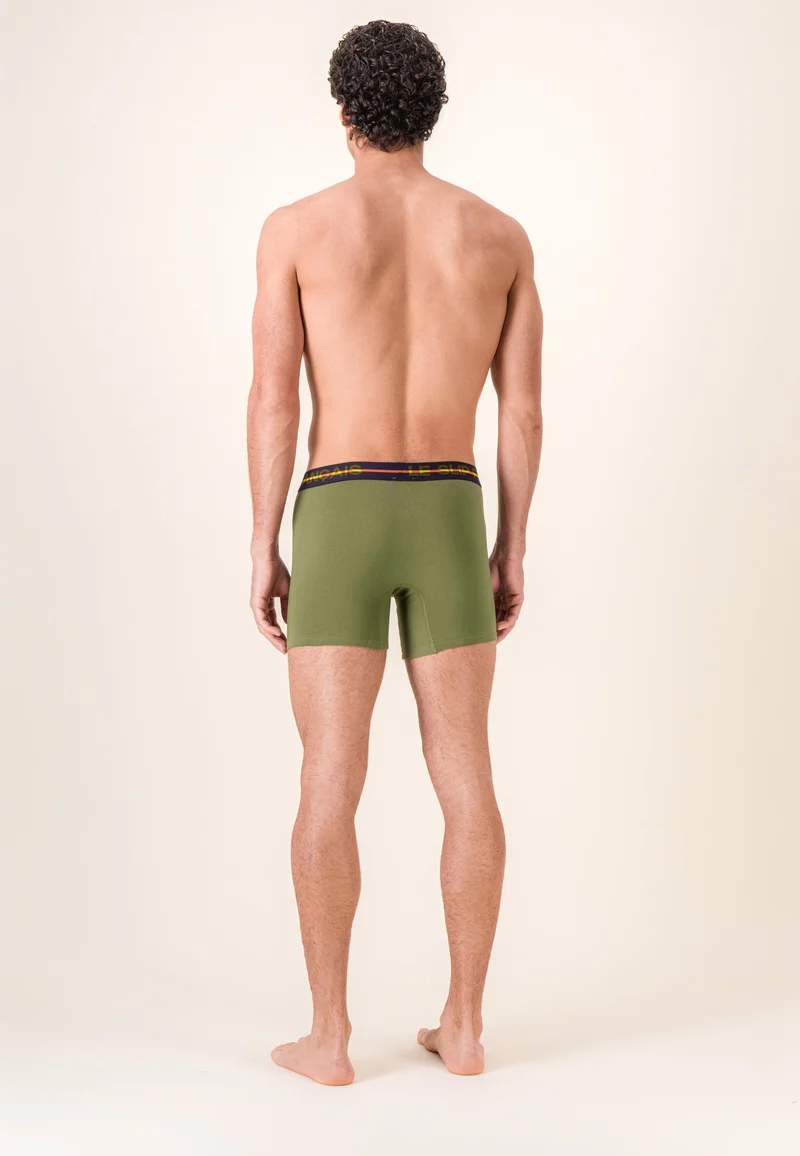 Boxer long vert en coton - Redoutable Long Kaki Veronese