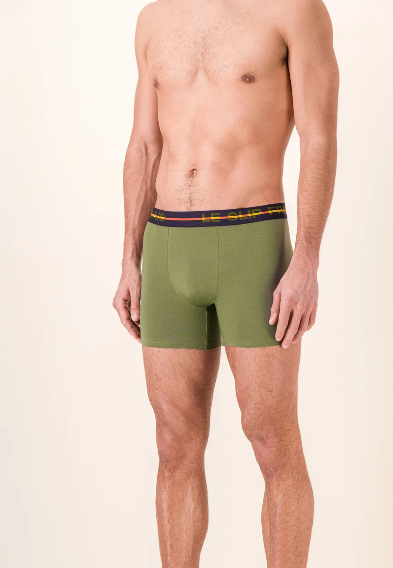 Boxer long vert en coton - Redoutable Long Kaki Veronese