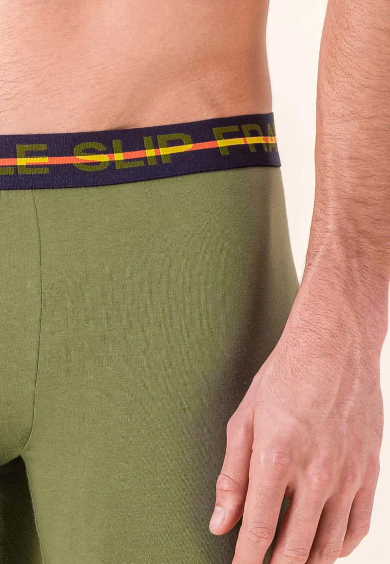 Boxer long vert en coton - Redoutable Long Kaki Veronese
