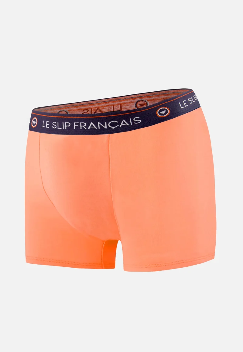 Boxer rose en coton - Redoutable Rose Pêche - broderie