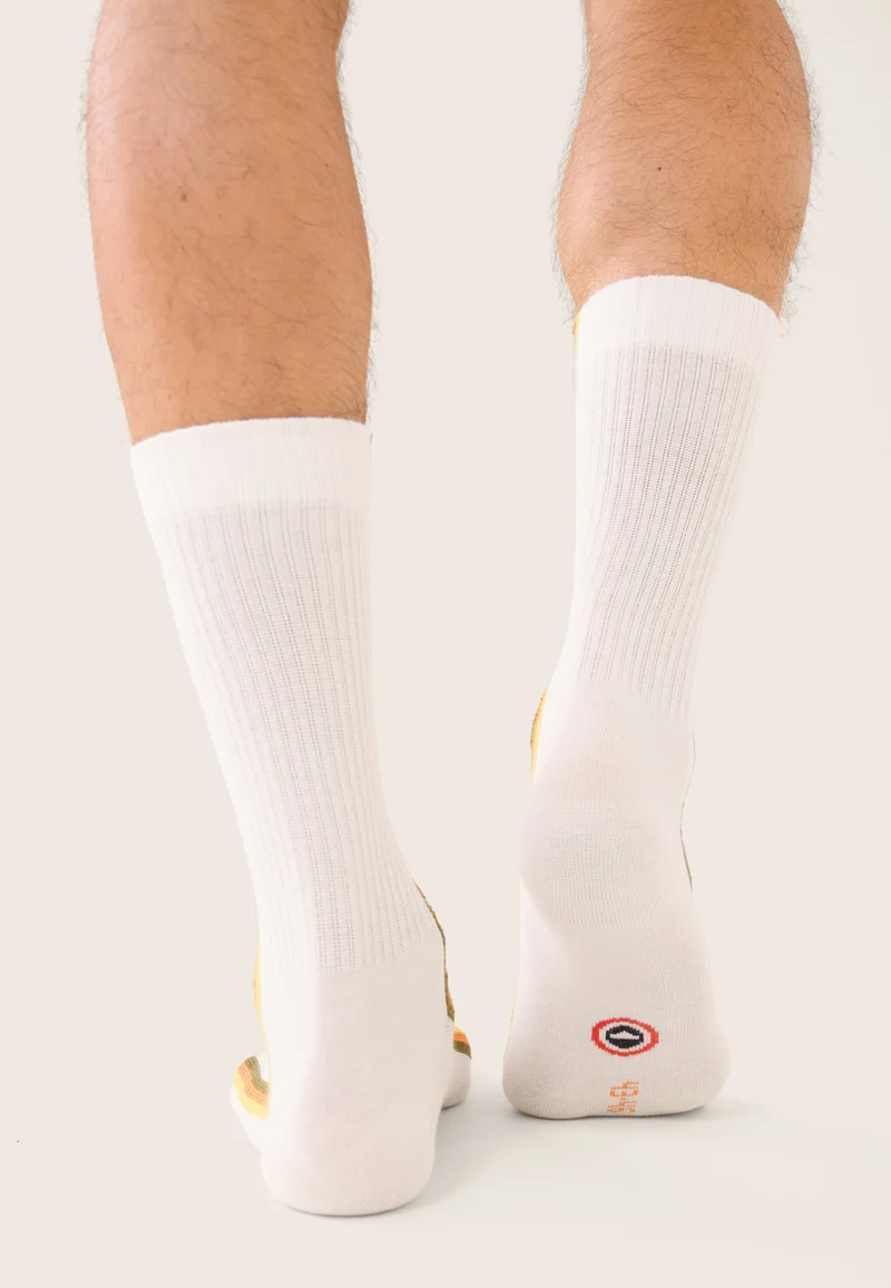 Chaussettes de sport mi-hautes rayées kaki, orange et jaune - Wilfried Lignes Kaki Veronese Orange Pur Jaune Citron