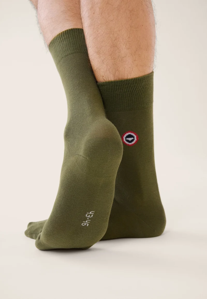 Chaussettes mi-hautes unies vert - Robuste Kaki Veronese