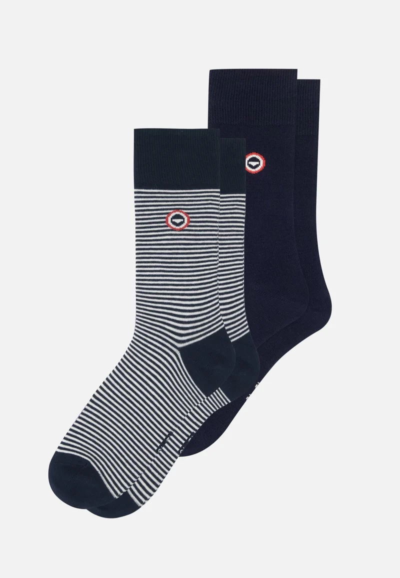 Lot de 2 chaussettes mi-hautes - Chaussettes Bleu Marine Marinière