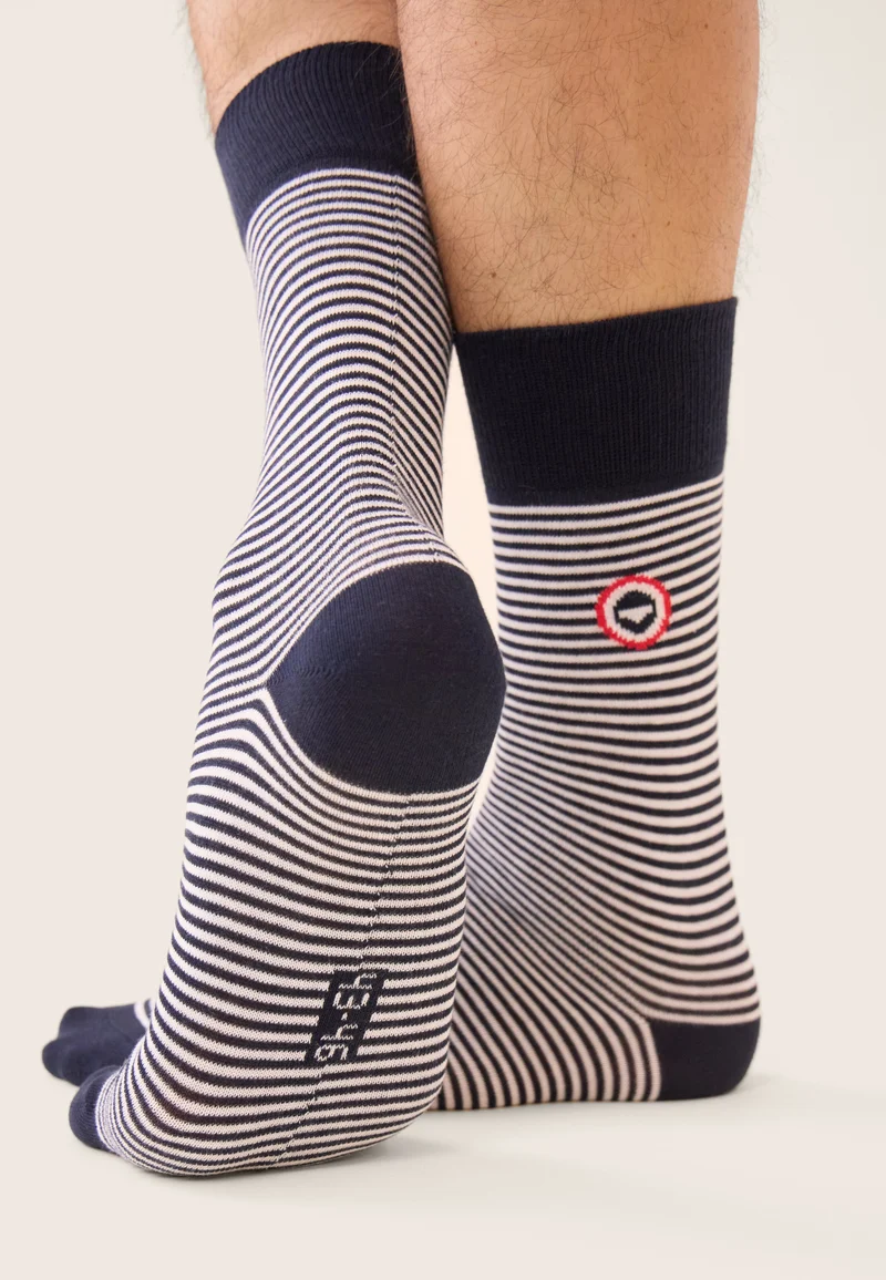 Lot de 2 chaussettes mi-hautes - Chaussettes Bleu Marine Marinière