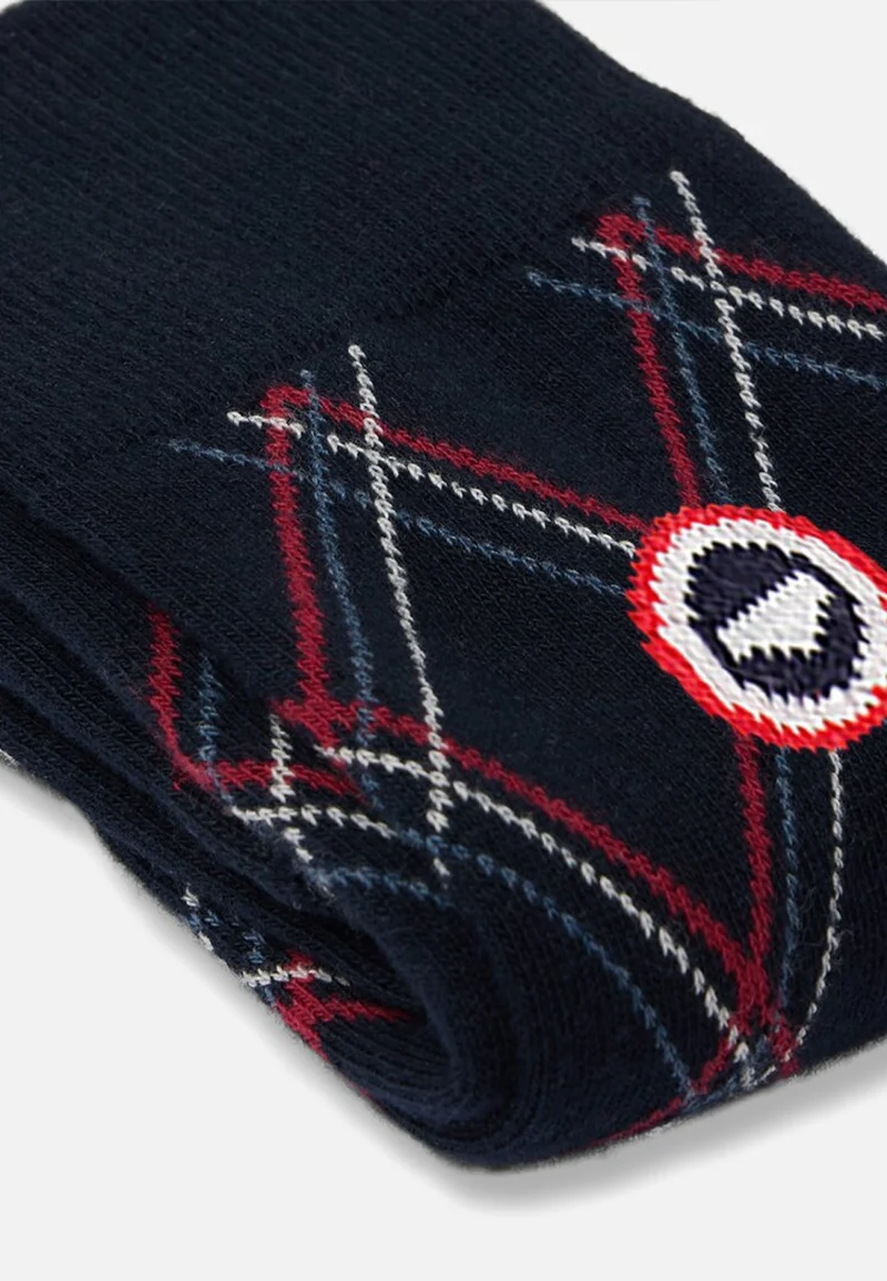 Chaussettes mi-hautes bleu marine à carreaux fantaisie - Lucas Tartan Marine