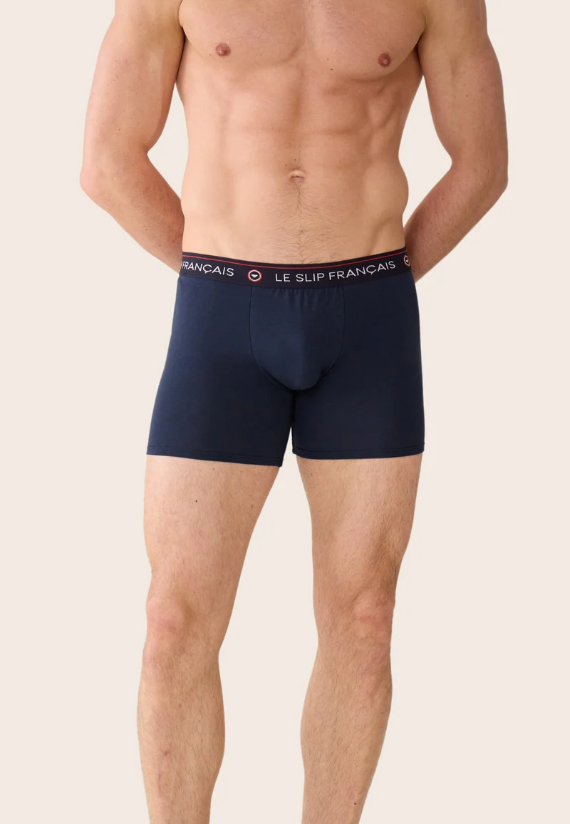 Lot de 3 boxers longs en coton - Boxers Longs Marine