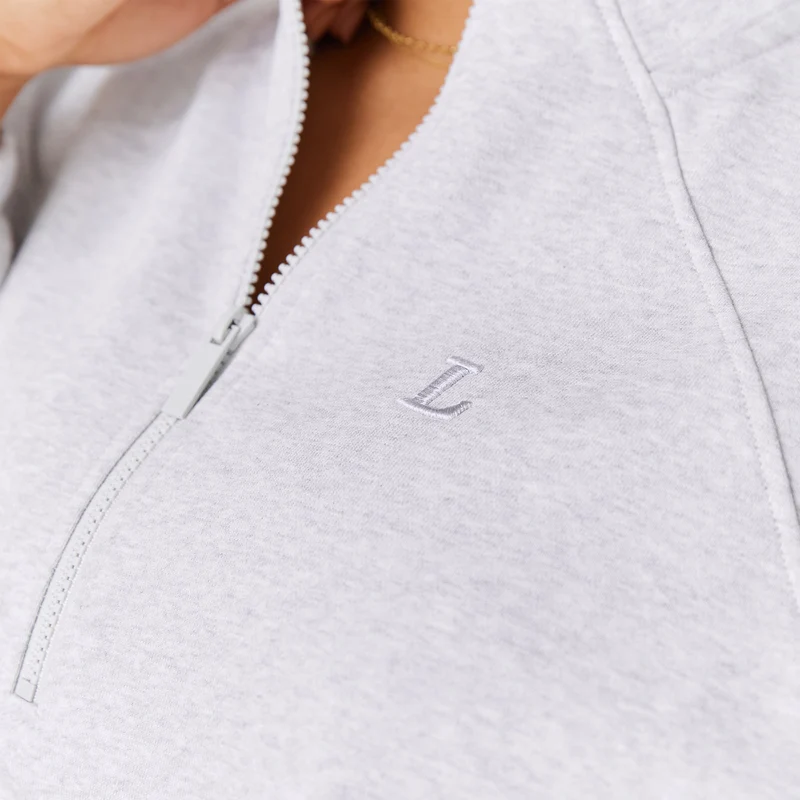 Varsity Pull avec Quart de Zip - Gris Givré