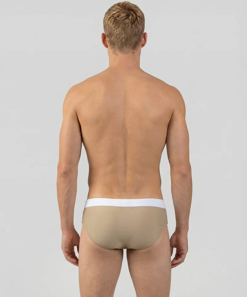 Swim Briefs w. Waistband: Sandy Beige