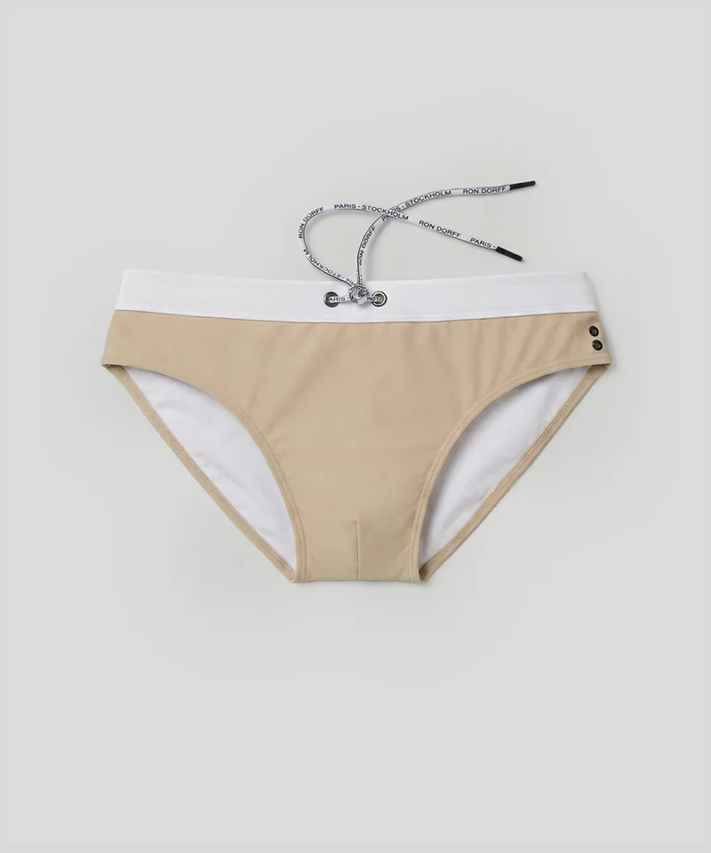 Swim Briefs w. Waistband: Sandy Beige