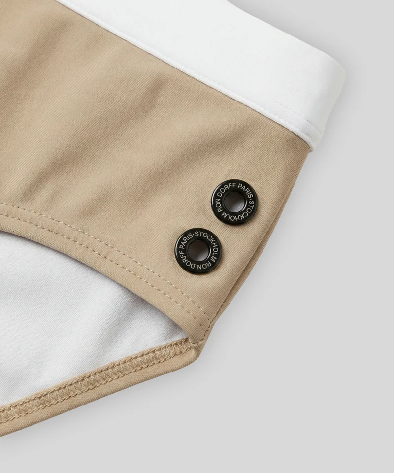Swim Briefs w. Waistband: Sandy Beige