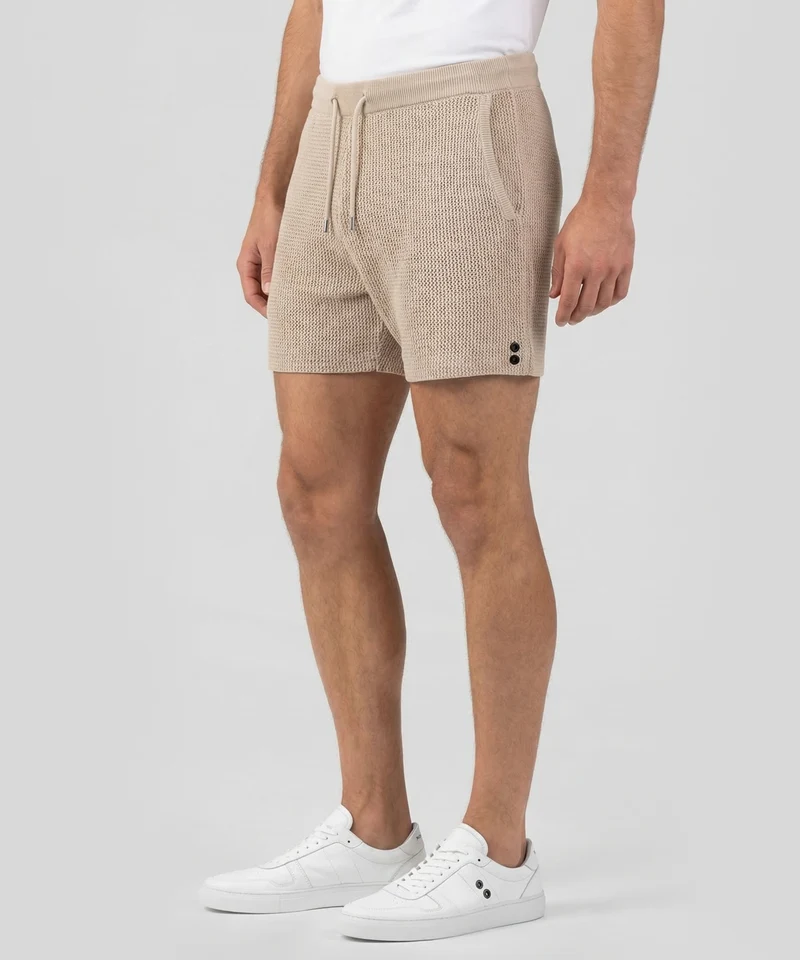 Organic Cotton Crochet Knit Shorts: Natural