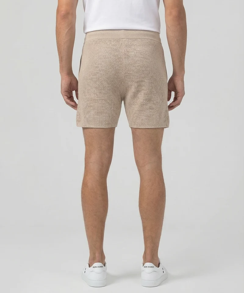 Organic Cotton Crochet Knit Shorts: Natural