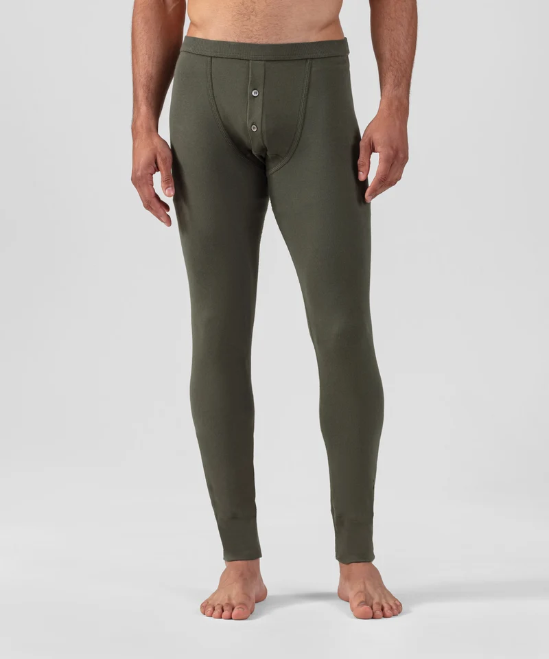 Army Ribbed Long Johns: Military Green