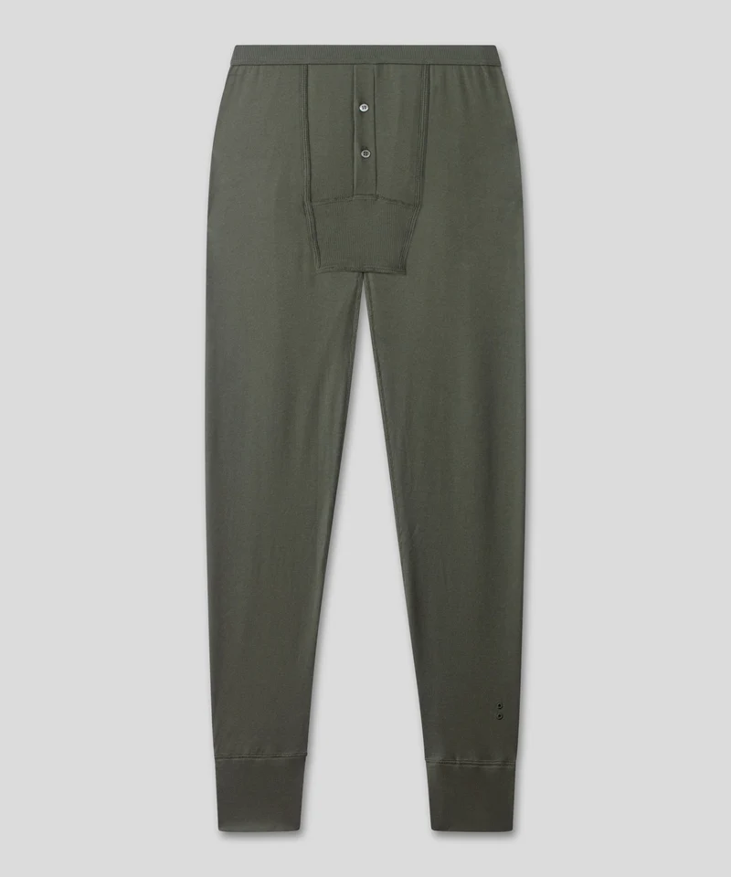 Army Ribbed Long Johns: Military Green