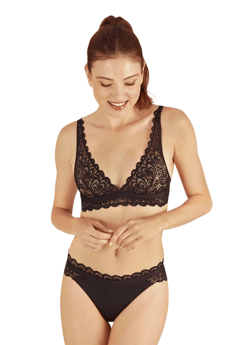 Slip brésilien Dentelle Audacieuse - Noir