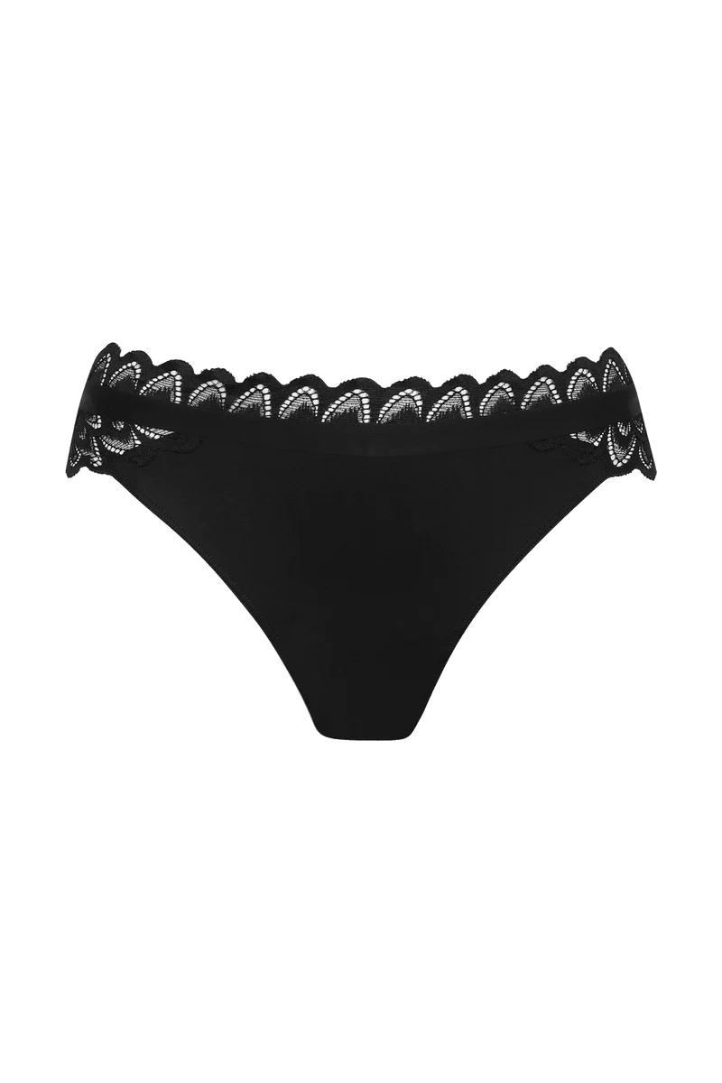 Slip brésilien Dentelle Audacieuse - Noir