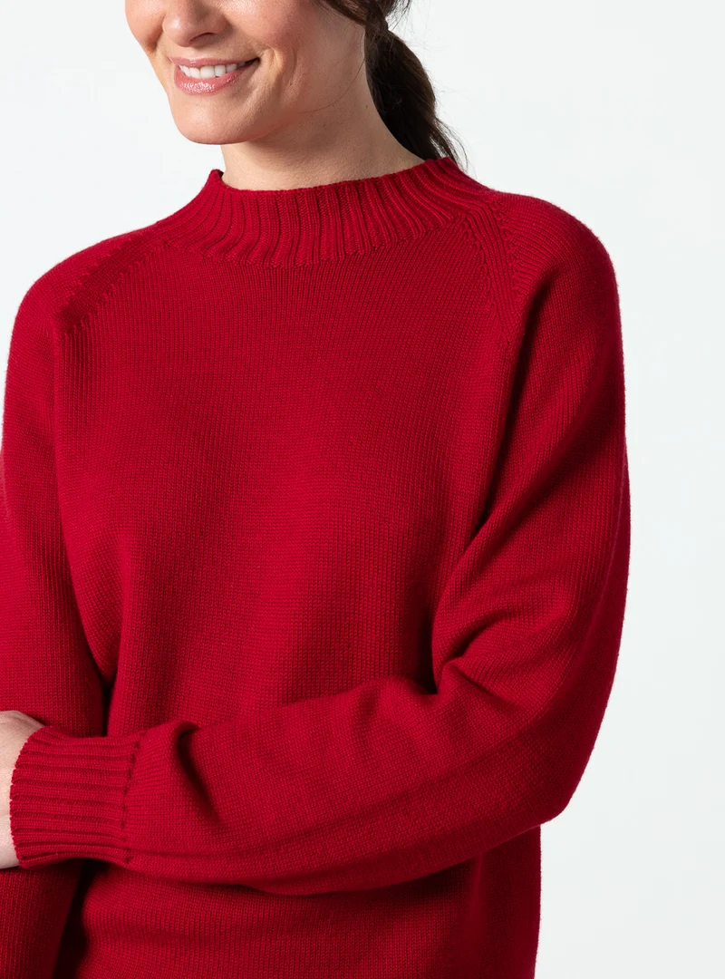 Pull femme intégral laine fine mérinos rouge foncé