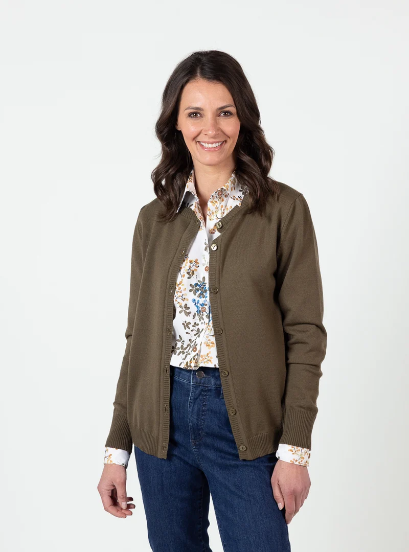 Cardigan femme en laine mérinos vert jonc