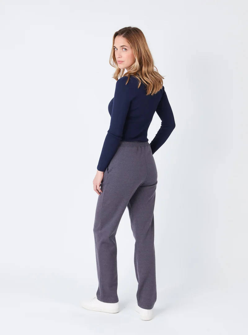 Pantalon femme maille coton bleu indigo