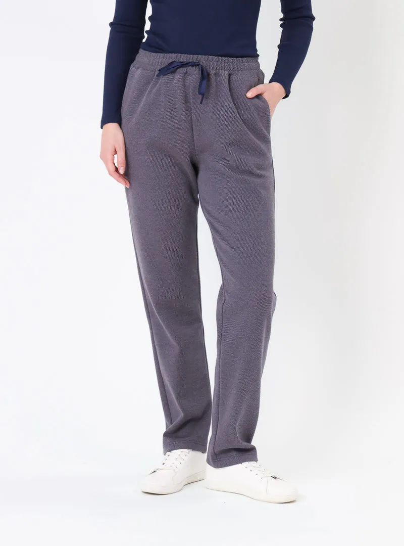 Pantalon femme maille coton bleu indigo