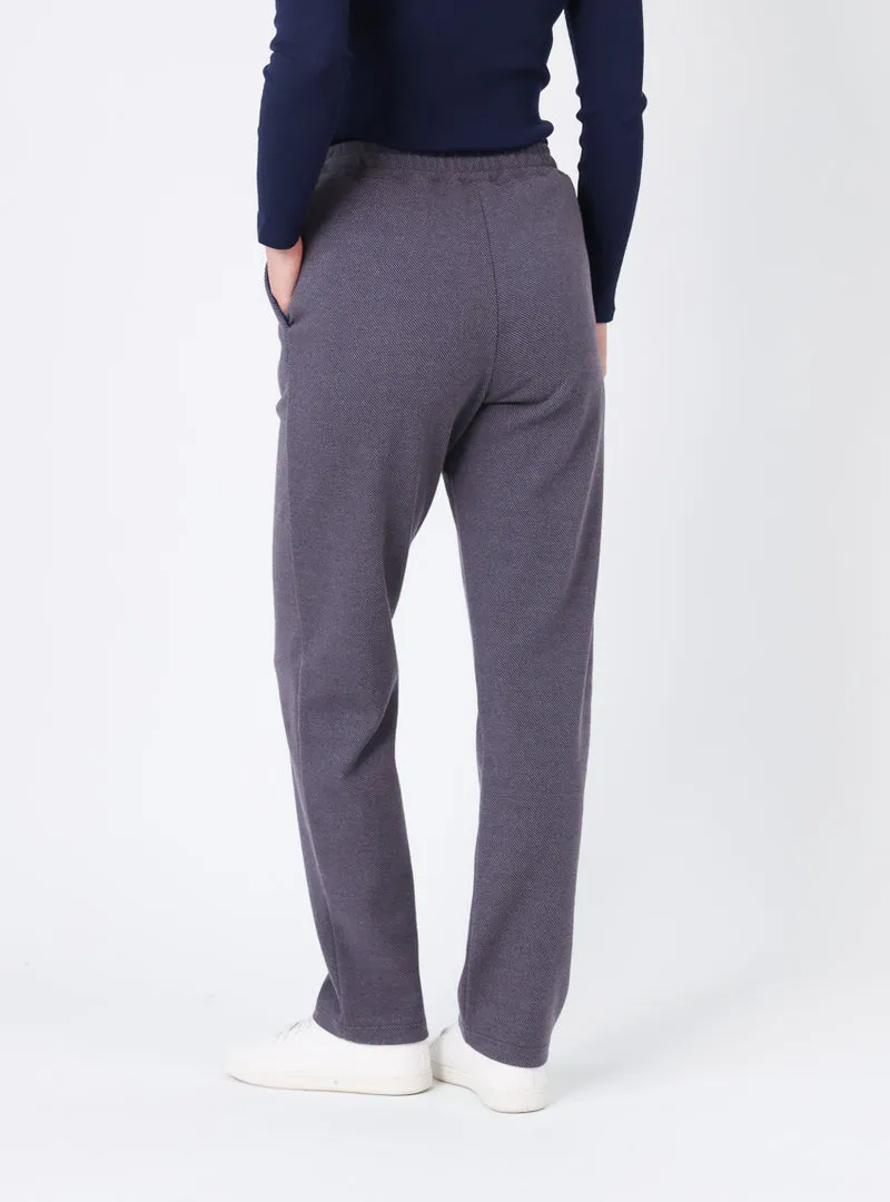 Pantalon femme maille coton bleu indigo