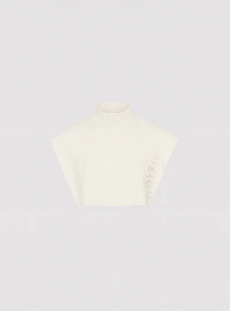 Col plastron mixte laine mérinos blanc naturel