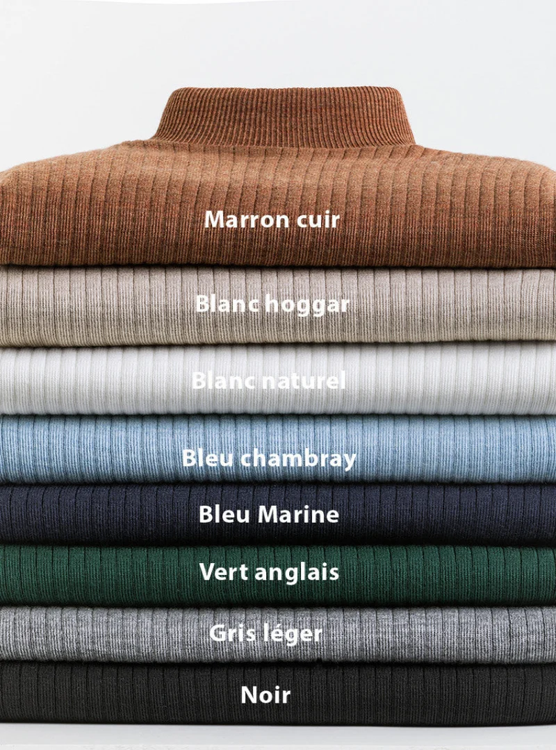 Col plastron mixte - BLEU CHAMBRAY
