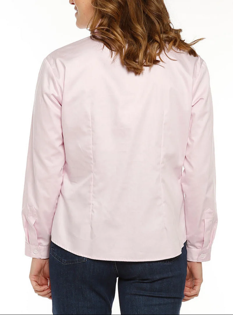 Chemisier cintré, manches longues rose