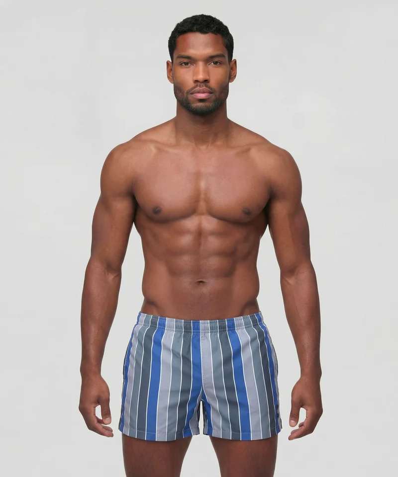 Swim Shorts w. Multico Stripes: Fjord Blue