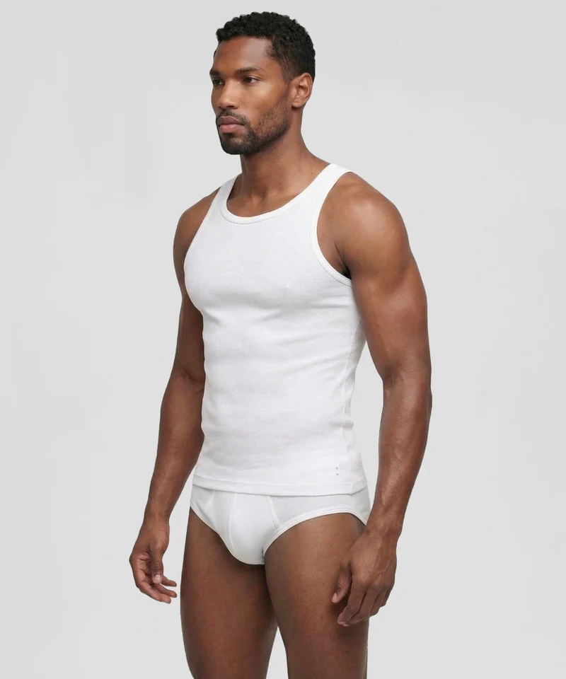 Army Ribbed Tank Top: White