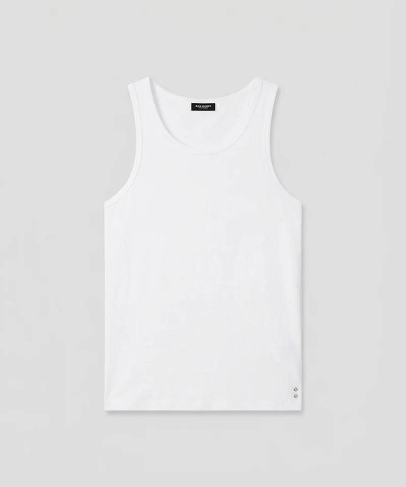 Army Ribbed Tank Top: White