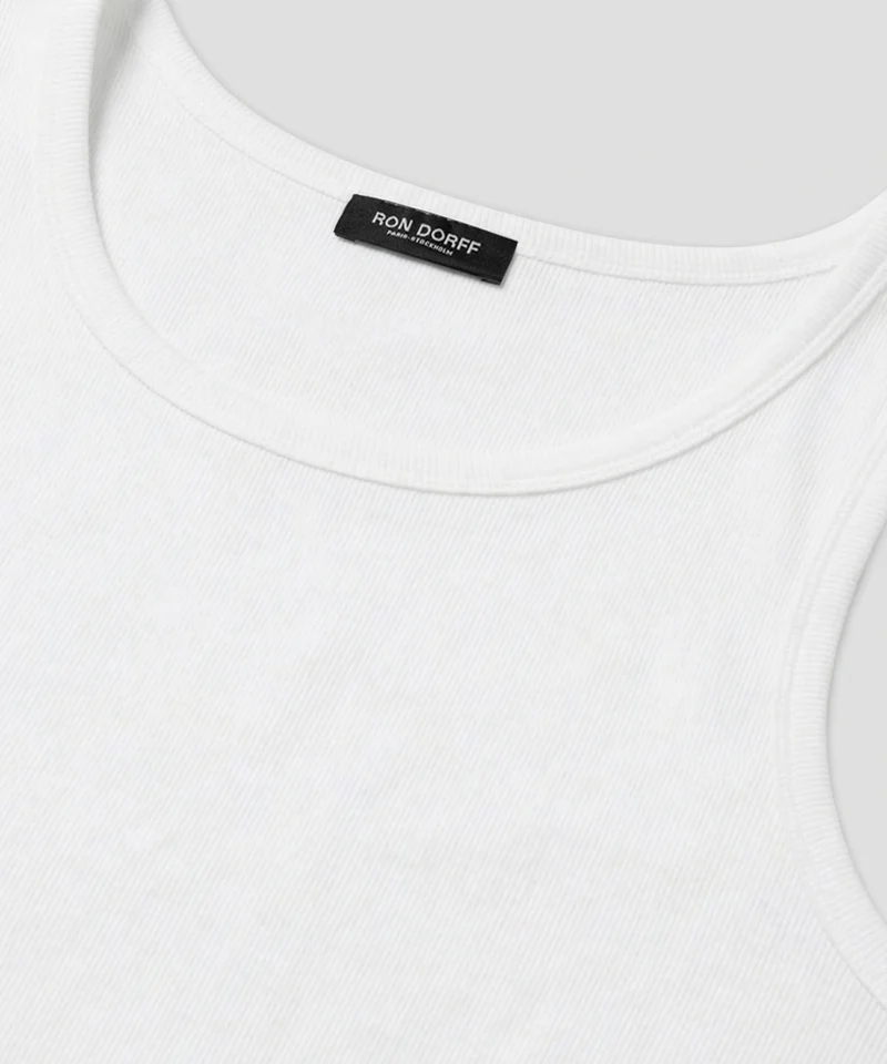 Army Ribbed Tank Top: White