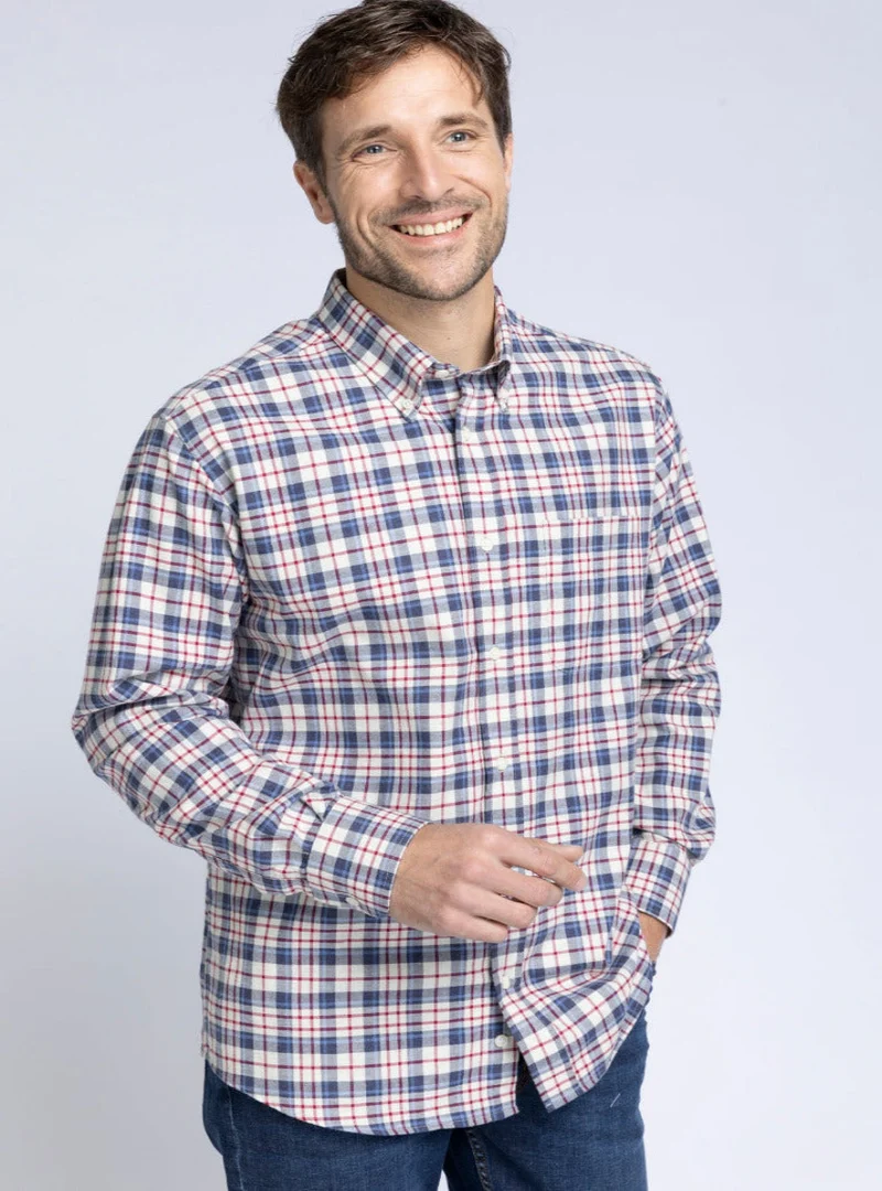 Chemise homme 100 % coton à carreaux