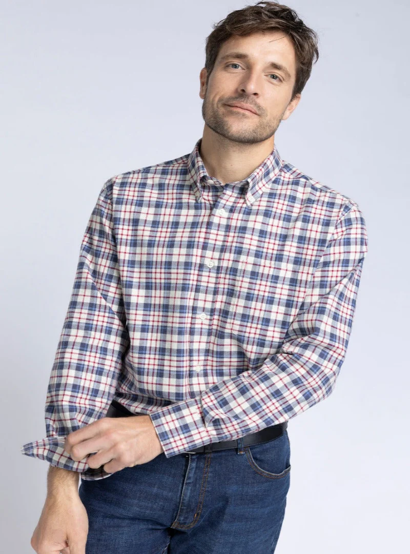 Chemise homme 100 % coton à carreaux